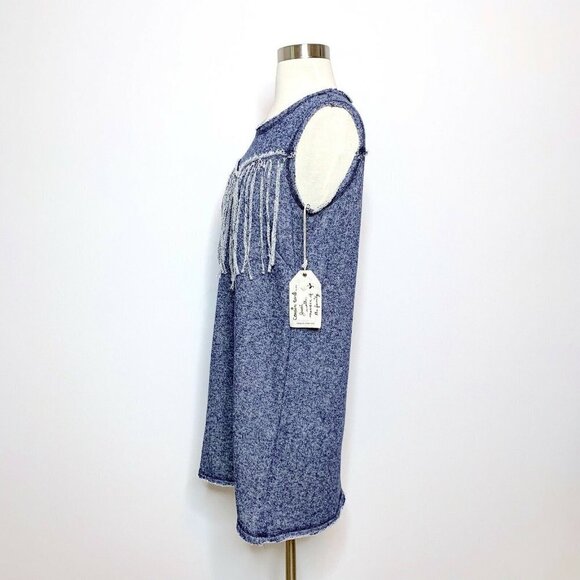 COUSIN EARL Dress Blue Terry Sleeveless Small Fringe Chest - Picture 5 of 9